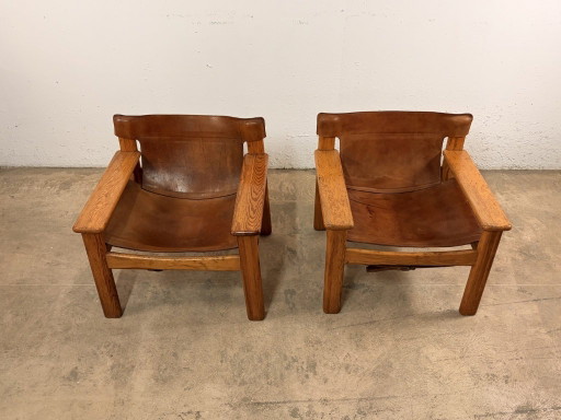 Natura fauteuils van grenenhout en leer, ontworpen door Karin Mobring voor Ikea, jaren 70, set van 2.