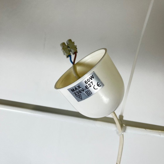 Image 1 of Vintage glazen hanglamp, rode band, jaren 60/70 MCM