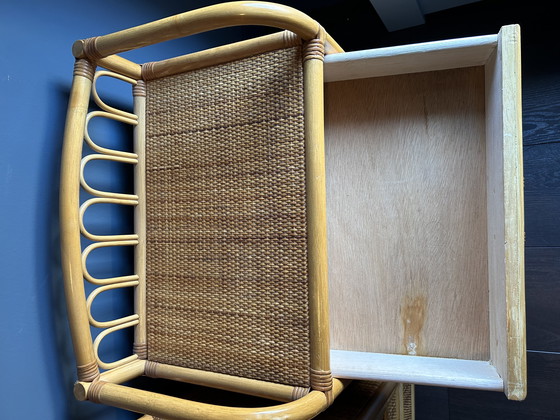 Image 1 of Set di 2 comodini/cassettiere vintage in rattan – stile boho