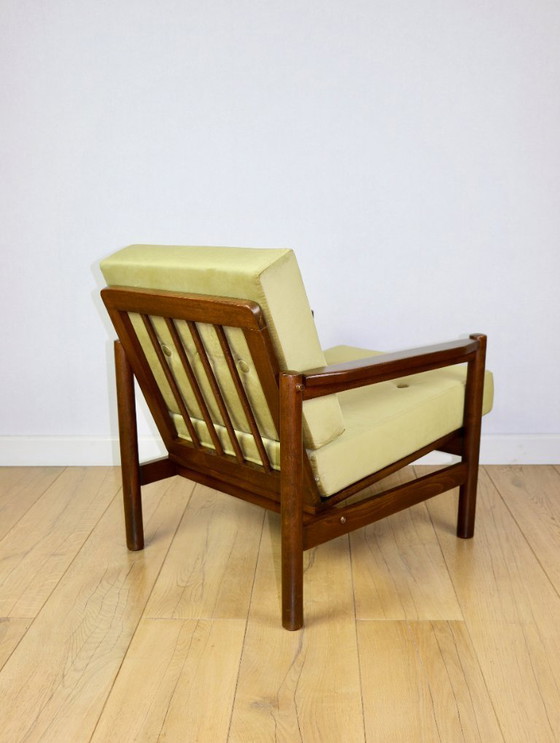 Image 1 of Fauteuil en bois design Z. Baczyk, marron olive vintage - 3 exemplaires disponibles