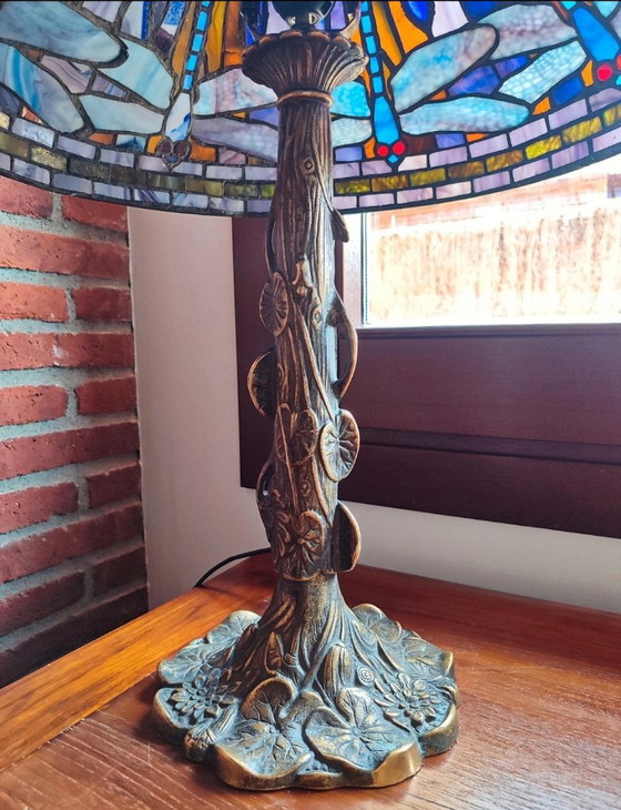 Tiffany Table Lamp – Dragonfly Model – Bronze Base – Crystal (photo 10 of 12)