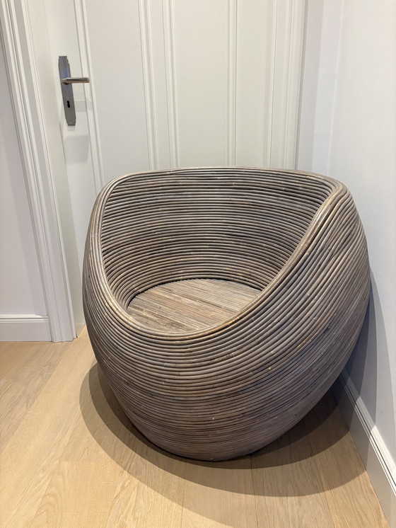Image 1 of Vintage Rattan Egg Chair / Pod Chair – 60s/70s style, rare light finish
