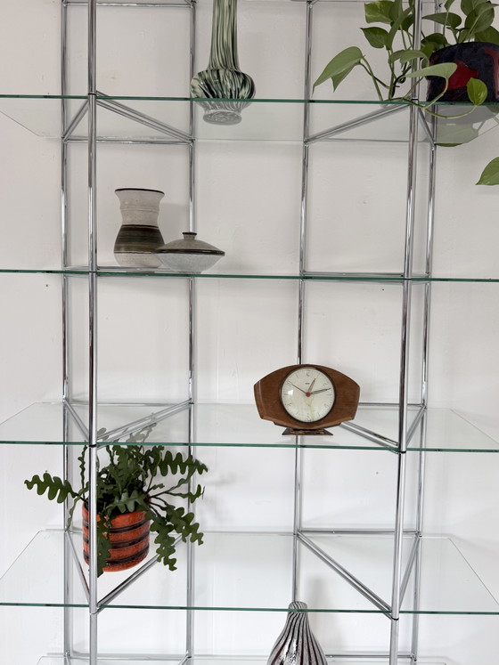 Vintage Chroom & Glazen Wandrek ‘Narr’, Richard Clack ‘90 – IKEA, Wandkast, Chrome, Glass (photo 9 of 13)
