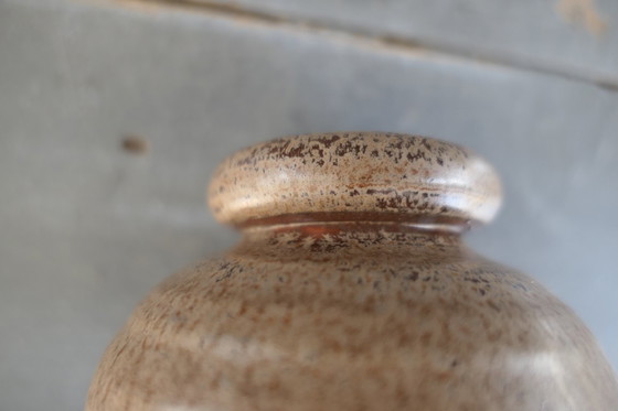 Image 1 of Vintage set of round vases in cream and brown tones