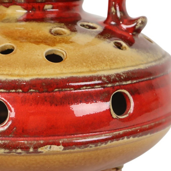 Image 1 of Large Lamp Base Red and Yellow Ceramic