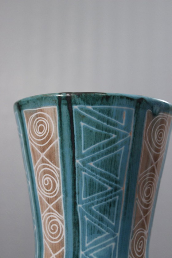 Image 1 of Robert Picault in Vallauris Große Vase Inzisionsdekor Frankreich 1950s
