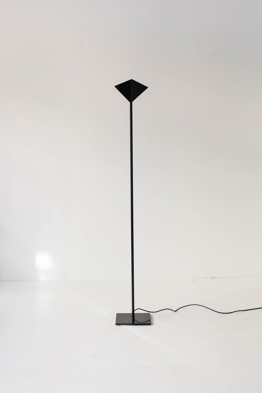 Black Metal Geometric Floor Lamp by La Relco Milano, 1980s