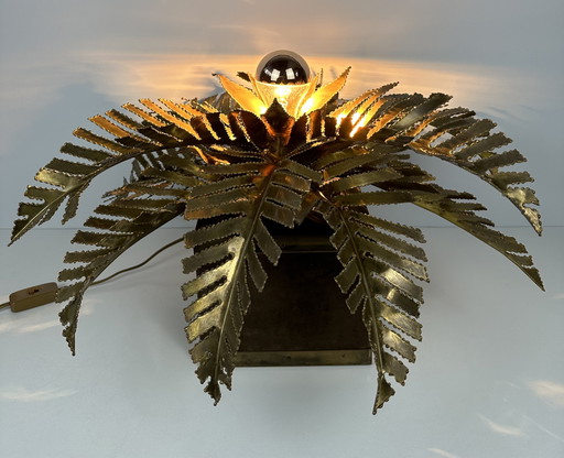 Vintage brass palm table lamp - Maison Jansen