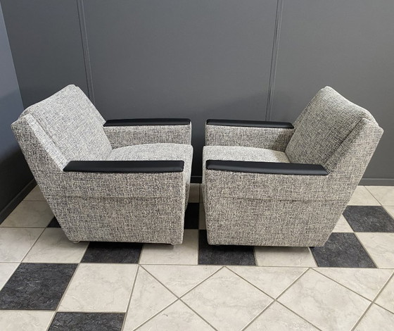 Image 1 of set of 2 grey relax chairs on castors 1970s