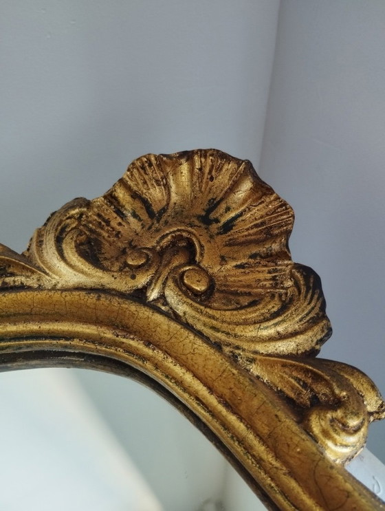 Image 1 of Ancien grand miroir violoné en bois doré style Rocaille Louis XV