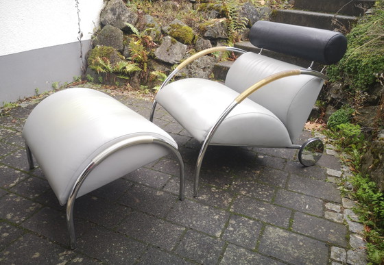 COR „Zyklus“ Lounge Chair & Ottoman, Design Peter Maly (1984), Armchairs, Leather, Black (photo 5 of 12)