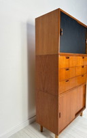 1960s Danish Teak Cabinet – Mid-Century Three-Piece Storage Unit with Drawers & Sliding Doors