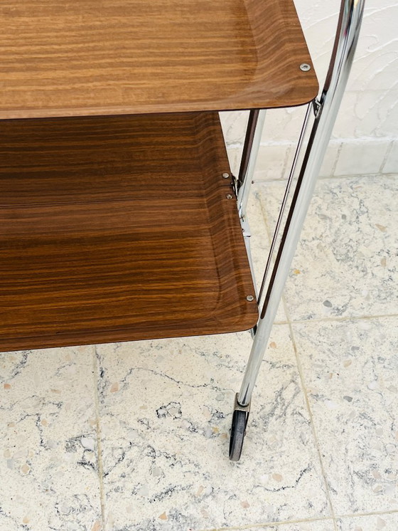 Image 1 of Carrello di servizio pieghevole vintage in cromo e laminato