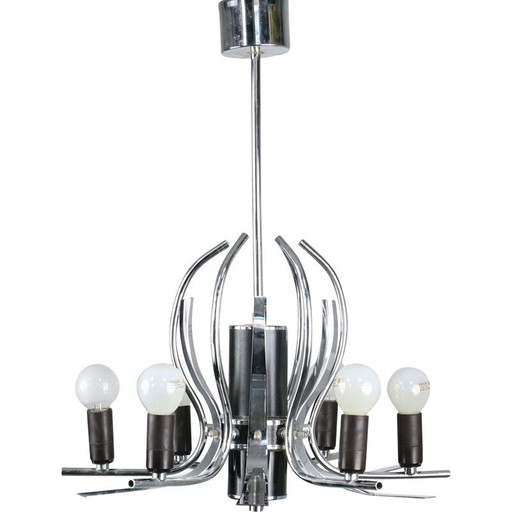 Vintage chrome swan chandelier, 1970