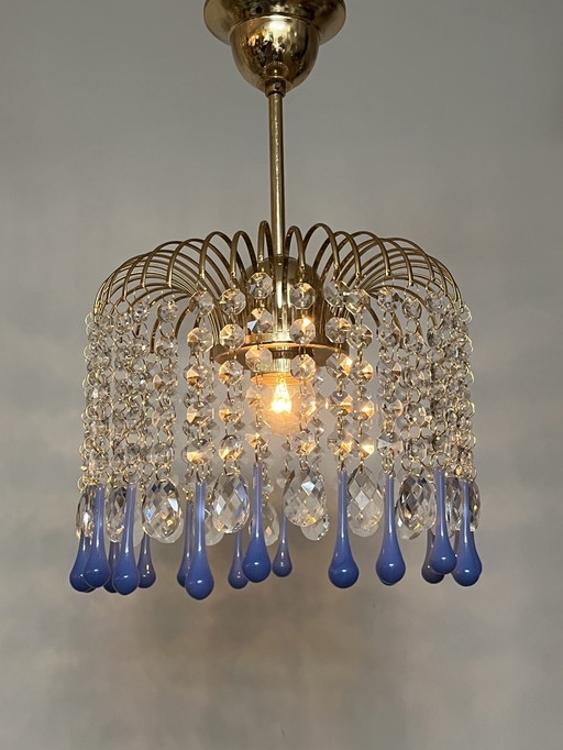 Vintage opaline blau Kronleuchter Hängelampe Kristall Stifte