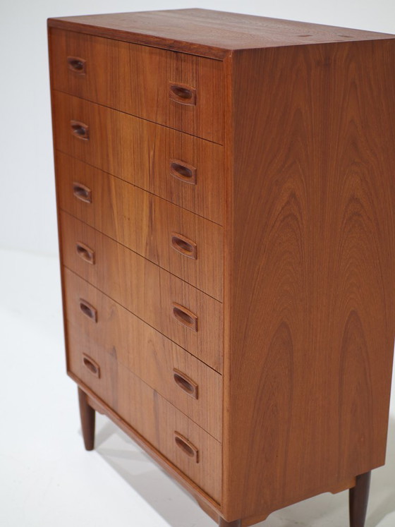 Chest of drawers teak vintage Danish 60s mid-century, Wood, Brown, 1960 (photo 7 of 11)