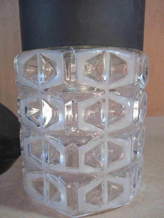 Image 1 of SUSPENSION LAMP design RAAK Amsterdam - NETHERLANDS 1970's GLOBE Octagonal in MOLDED GLASS - height 22,5cm