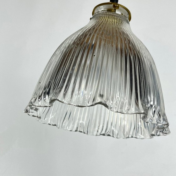 Lampada a Sospensione Industriale Holophane con Globo in Vetro Prismatico – Lampade a sospensione, Glass (photo 8 of 10)
