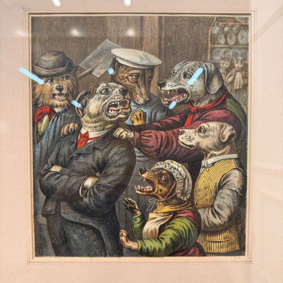 Classic English Print Scene with Dogs – Art, Glass, Paper (photo 4 of 5)