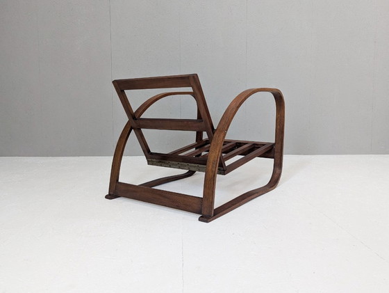 Image 1 of Jindřich Halabala Poltrona da salotto regolabile H 70 in bouclé crema, anni '30