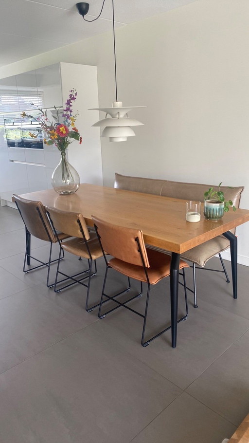 Oak table with Rialto black spider legs Enzo Luca 220 x 100