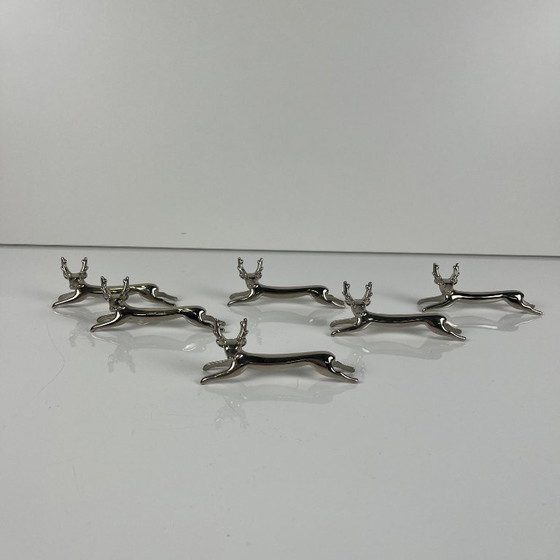 Set of 6 Metal Knife Rests, "Deer / Reindeer" model, 1980-90, Table accessories, Silver (photo 5 of 6)