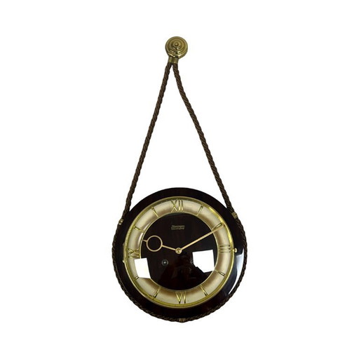 Kienzle Schwebegang wandklok aan touw, nautische stijl, Duitsland jaren 1960