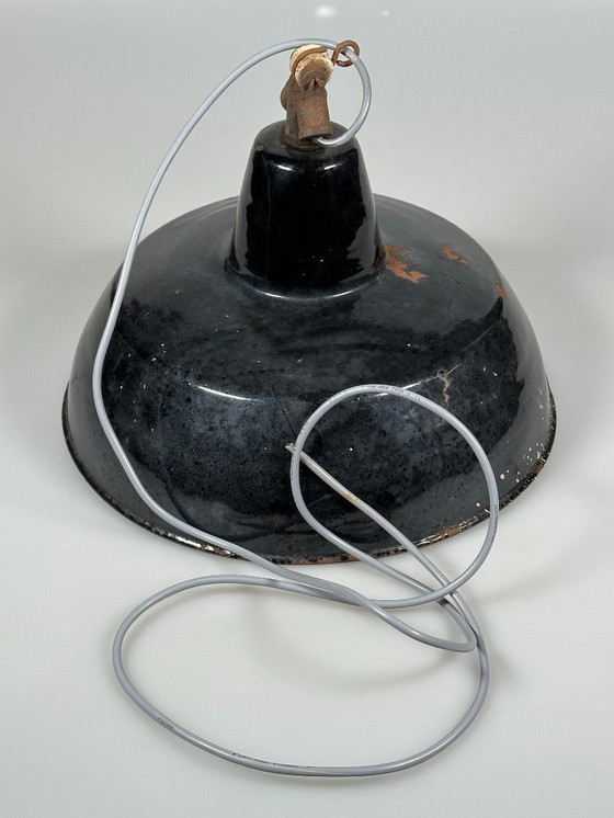 Image 1 of jaren 30 40 plafondlamp industriële lamp emaille loft metaal Bauhaus design