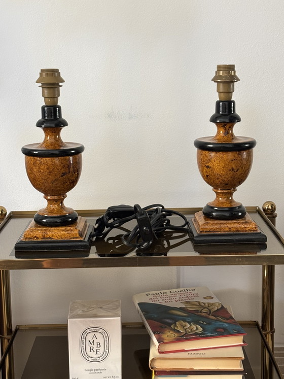 Coppia di Lampade da tavolo italiane vintage – Effetto radica – Made in Italy – Wood (photo 3 of 8)