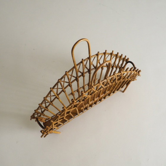 Image 1 of Mid Century Rattan Magazine Holder
