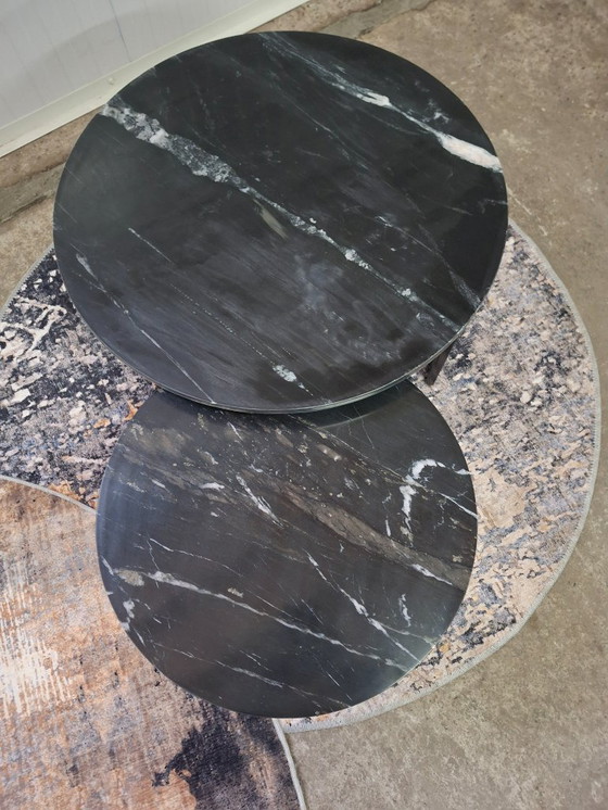 Image 1 of Salontafelset van marmer en metaal, zware uitvoering