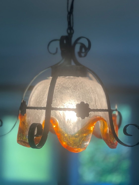 Image 1 of Vintage pendant lamp, Brutalist style, very likely Mazzega