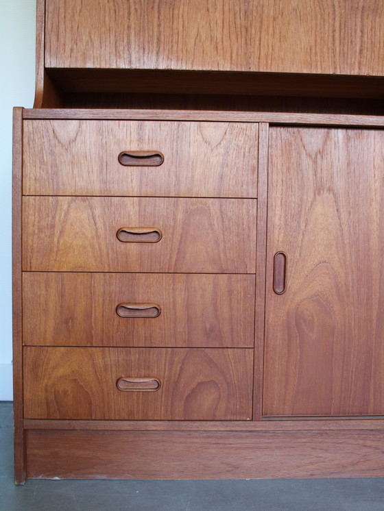 Vintage Deens wandmeubel in teak met secretaire – Wandkast, Wood (photo 10 of 13)