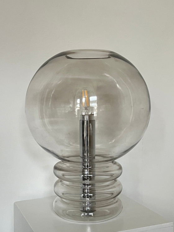 Vintage bulb table lamp – Herbert Proft for Glashütte Limburg – Chrome, Mid Century Modern (photo 3 of 9)