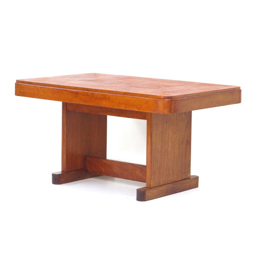 Mesa de comedor Art Déco vintage de teca maciza