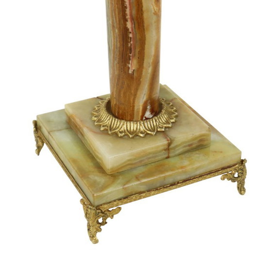 Image 1 of Classic Onyx and Brass Table Lamp