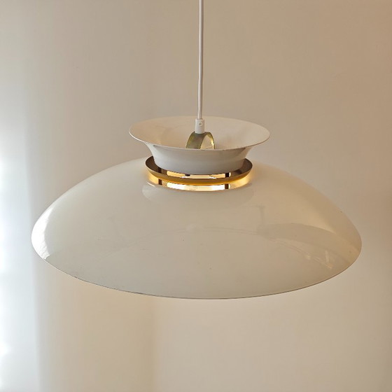 Cremefarbene Metall Pendelleuchte, Pendelleuchten, Vintage (Foto 5 von 8)
