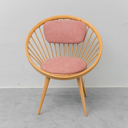 Vintage Bugholz-Sessel mit rosa Bezug – skandinavisches Design aus den 60er Jahren
