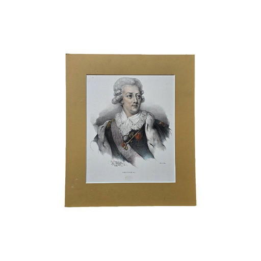 Litografía antigua de Gustavo III, obra de H. Grevedon, de 1828.