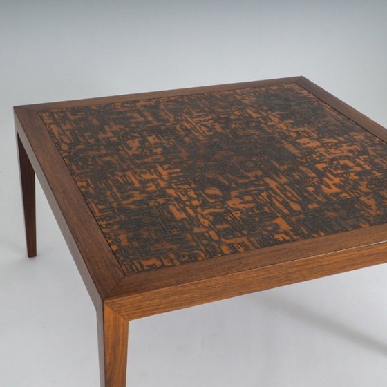 Image 1 of Mid-Century Modern salontafel van teakhout en koper van Severin Hansen