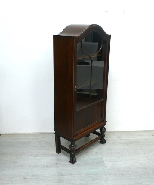 Bücherschrank Vitrine schmal Jugendstil aus England in Eiche dunkel um 1910 – vitrinekasten, Wood, Glass (photo 2 of 7)