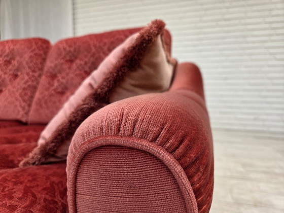 Image 1 of 1980s, Scandinavian 2-seater sofa, pink furniture velour.
