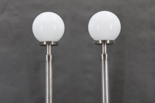 Paire de lampadaires chromés Art Déco des années 1940, Tchécoslovaquie