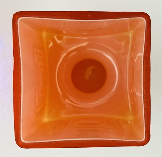 Image 1 of Retro Fans - Vaas - Jaren 60 - Fel Oranje -Fåglavik Glasbruk -Zweden