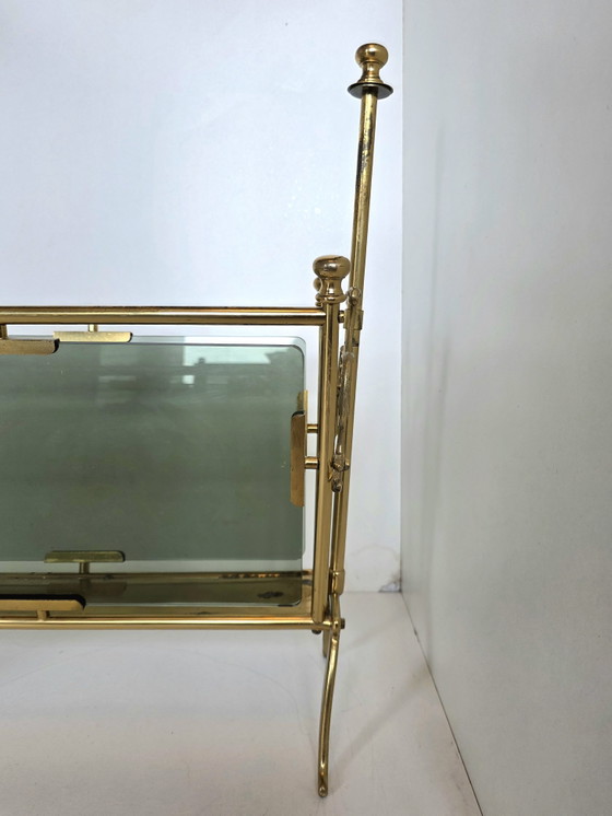 Porte-revues vintage en laiton et verre fumé, style milieu du siècle – Brass, Glass (photo 14 of 15)