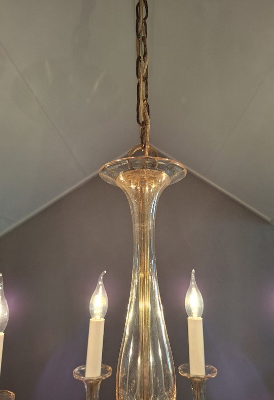Vintage Italian Murano 8-Arm Chandelier - Crystal. – Copper (photo 7 of 17)