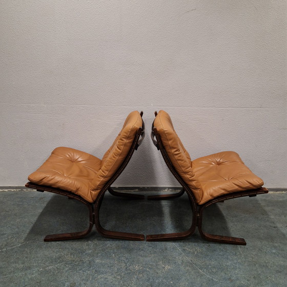 Image 1 of Set Ingmar Relling Siësta Chair Sedie Poltrona vintage in pelle cognac Westnova anni '60/'70