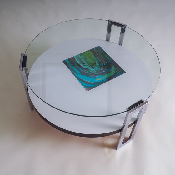 Image 1 of Tavolino rotondo in vetro e cromo dell'era spaziale