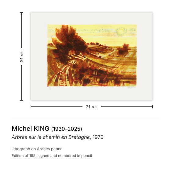 Michel King Lithographie Signée Arbres Sur Le Chemin En Bretagne 1970 – Lithographies et sérigraphies, Paper (photo 3 of 5)
