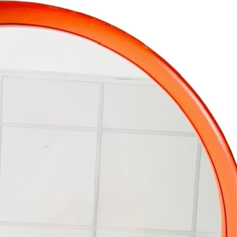 Mid - Century space age mirror orange wood O.W. Hack 1960's